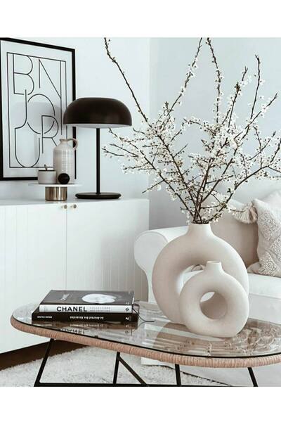 WOOZY SHOP Halka Vazo Büyük ve Küçük Boy 2'li Set