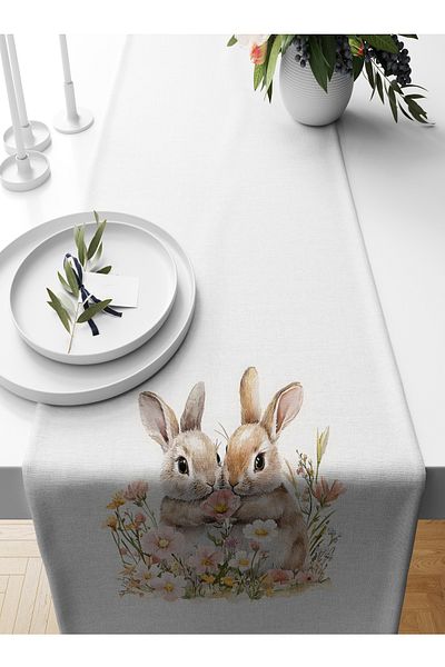 Bertille Home Seria de primăvară 140x40 cm Runner imprimat digital (Paște de primăvară)