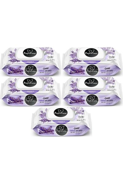 Papilion Wet Towel Wipes 100 Sheets Lavender (Set of 5) 500 Sheets
