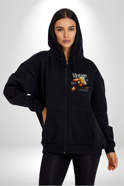 Soufeel Flowers Bloom Where They Are Planted Vintage Women's Men's Printed Zipper Hooded Cardigan Sweatshirt