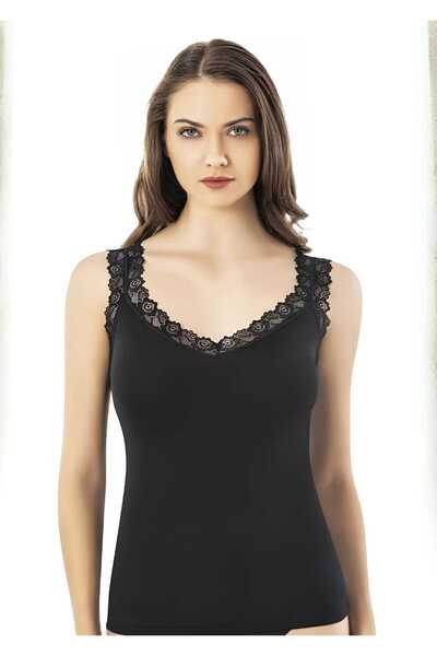 Tezzgelsin Women's 3-Piece Lace Strap Detailed Modal Undershirt
