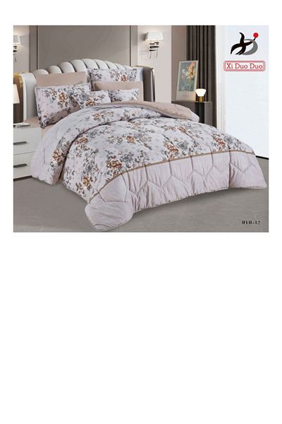 XI DUO 8-piece microfiber comforter set for two people, with a striped bedspread. King size comforter: 240 x 260 cm.