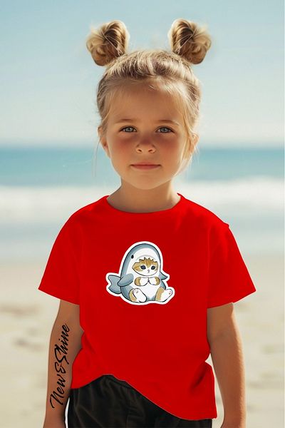 New Shine In Cart 6 and Above Purchases Get 1 T-Shirt as a Gift - Kawaii Cat Printed Oversize Children's T-Shirt