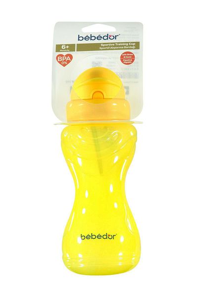 Bebedor Neon Yellow 330ml Sporty Glass with Straw - Training Cup
