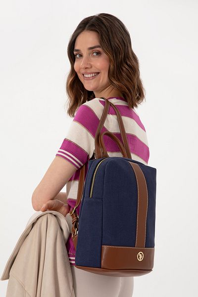 U.S. Polo Assn. Women's Navy Blue Canvas Backpack 50300291 -Vr033