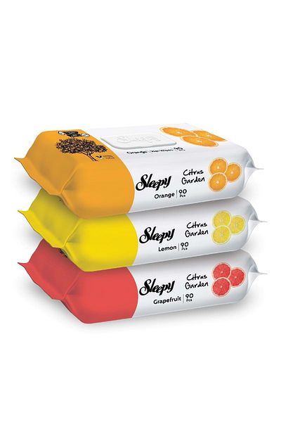 Sleepy Wet Towel Wipes Fruit Assortment 90 Sheets (Set of 36) with Plastic Cover (Citrus Garden)