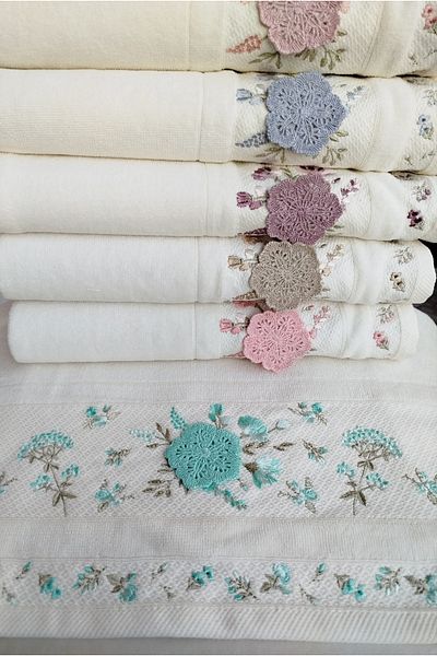 Fiesta Velvet Dual Border 3D Κεντημένο 100% Βαμβάκι 6 Τεμάχια 30x50 cm Πετσέτα κουζίνας