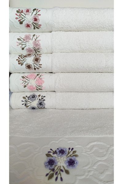 Fiesta Elite 3D Embroidered Cotton Hand Face 6 Pieces 50X90 cm