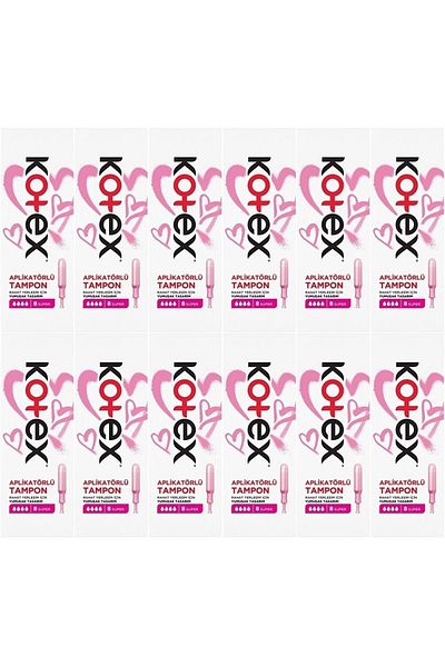 Kotex مصدات مع أدوات تطبيق لمجموعة Super 96 L (12PK*8)