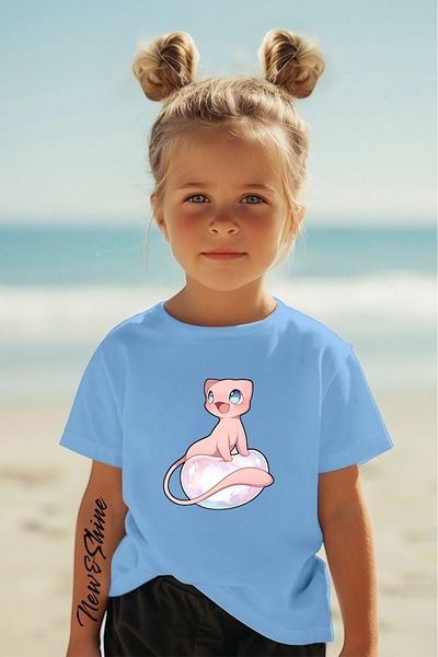 New Shine 1 tricou este un cadou pentru achiziții de 6 și mai sus în coș - Tricou pentru copii oversize cu imprimeu Pokemon roz