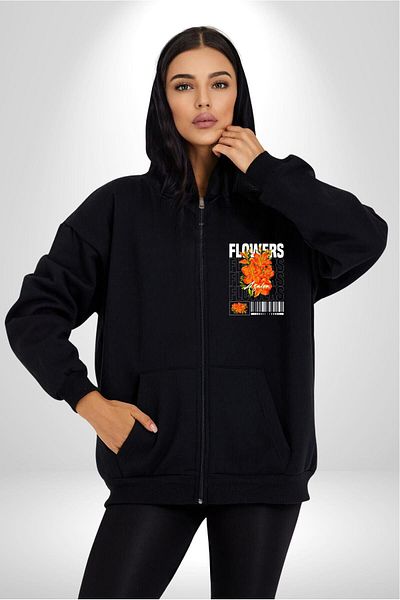 Soufeel Flowers Kindness Street Style Women's Men's Printed Zipper Hooded Cardigan Sweatshirt