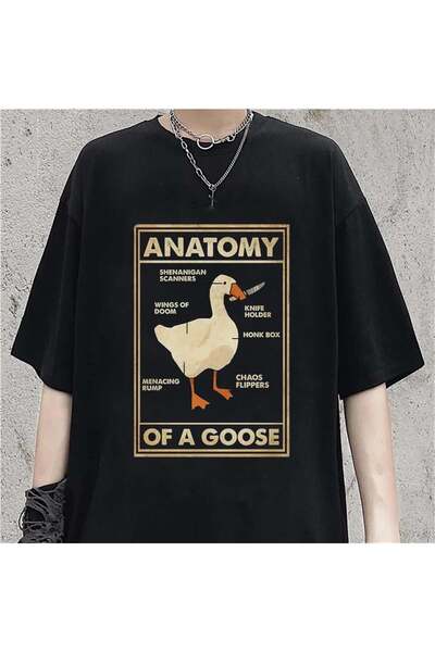 Tarzsokak Унисекс прекалено голям пакет с принт на анатомия на патица, черен