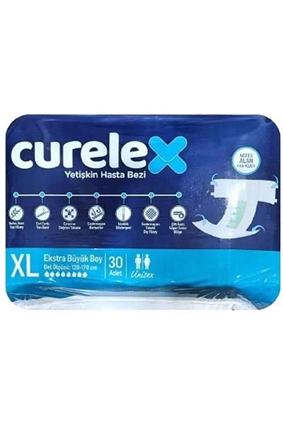 Curelex حفاضات للمريض بحزام الخصر، 30 قطعة من سطح النسيج مقاس XL