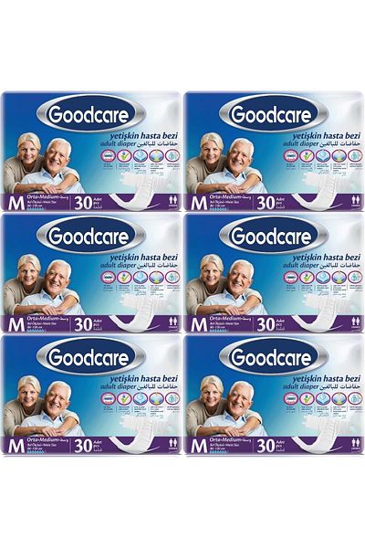 Goodcare Adult Patient Diapers - with Waist Band, m Medium Textile Surface, 180 Pieces (6Pk*30)