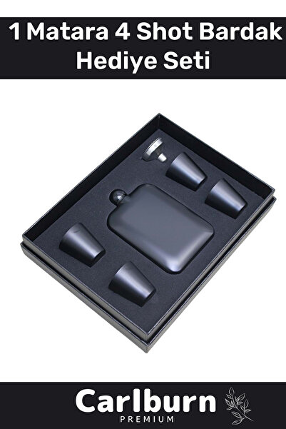 Carlburn Özel Üretim Uzun Süre Soğuk Tutan Kahve Çelik Kutulu 1 Matara 4 Shot...