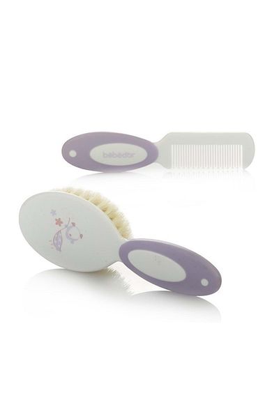 Bebedor Natural Bristle Brush & Comb Set (Code:573) - Lilac