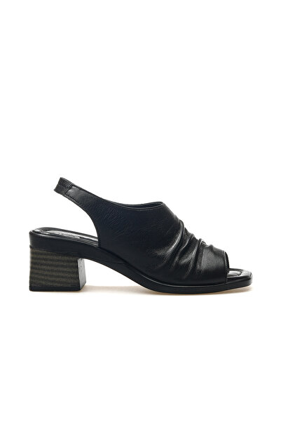 Venüs Дамски сандали от естествена кожа за всеки ден Z Черни с ток 25y 2311513y