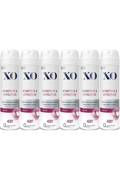 Xo Deodorant 150ML Women-Kadın Sensitive & Effective (6 Lı Set)