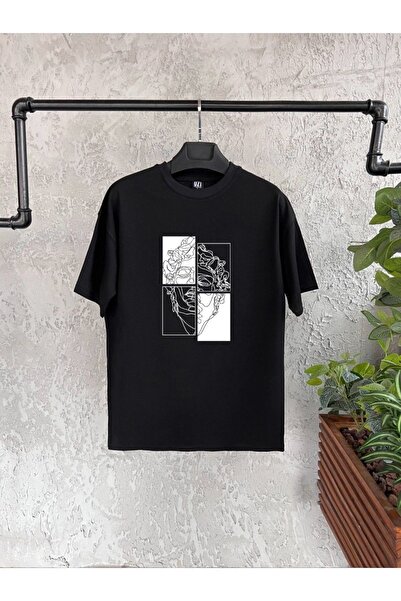 donamod النحت المطبوعة التي شيرت الرجال السود