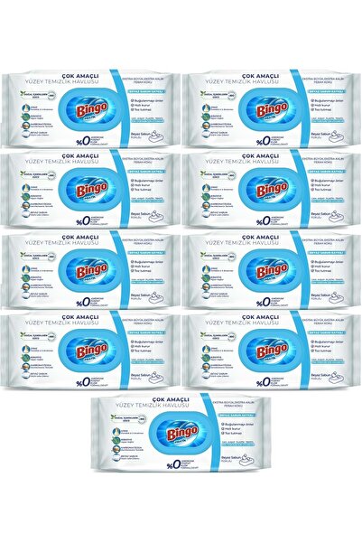 Bingo Clean Yüzey Temizlik Havlusu 96 Yaprak Beyaz Sabun Plastik Kapaklı (9 LU SET) 864 Yaprak