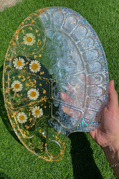 Beliert Gerçek Kurutulmuş Papatyadan Özel Tasarım Boya Paleti / Resim Paleti,...