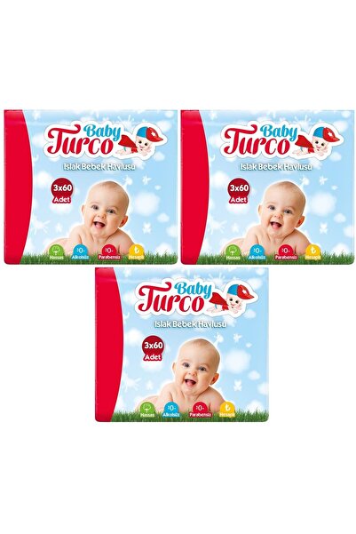 Baby Turco Islak Havlu Mendil Klasik (9 LU SET) 60 Yaprak Plastik Kapaklı (3P...