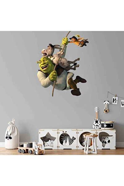 cosy home gift Süper Kahramanlar Shrek Ve Çizmeli Kedi Duvar Sticker