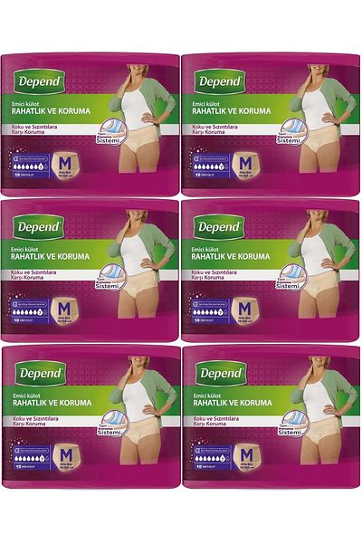 Depend Medium Women's 60 Pieces Absorbent Panties Patient Diapers (6Pk*10)