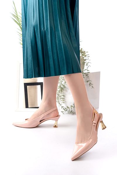 Egepass Pantofi cu toc Sitiletto de damă, eleganti și eleganti, cu detalii Life Gold, potriviti pentru utilizare zilnică