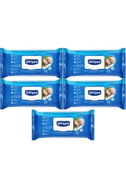 Canped Hasta Vücut Perine Temizleme Islak Mendil Havlu 48 Yaprak Xl (5 Lİ SET...