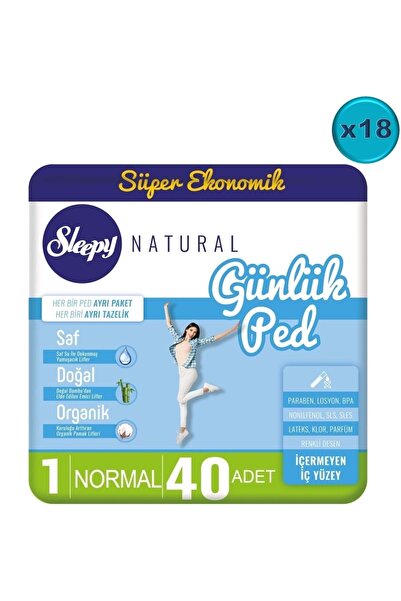 Sleepy Natural Günlük Ped Normal 720 Adet Süper Ekonomik Pk (18PK*40)