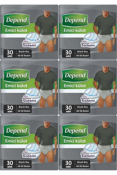 Depend Absorbent Panties Patient Diapers Large - Large Men 180 Pieces (6Pk*30)