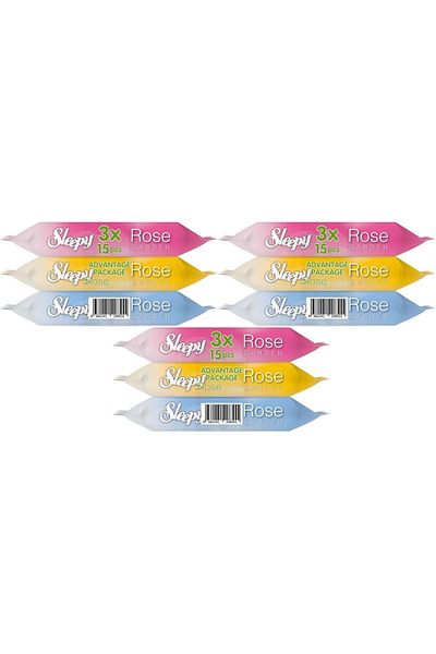 Sleepy 15 Sheets Wet Towel Pocket Wipes - Travel Pk Rose/Garden (Set of 9)