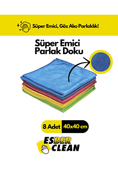 shop 40X40 MİKROFİBER TEMİZLİK BEZİ, SÜPER EMİCİ PARLAK DOKU MİKROFİBER BEZ 8...