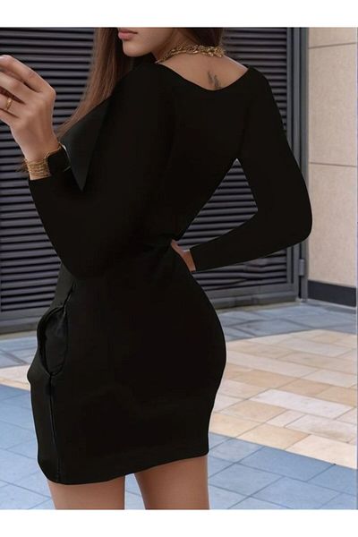 Kokosh moda Γυναικείο μακρυμάνικο φόρεμα με στρογγυλή λαιμόκοψη με στρας με σχέδιο βισκόζης με δύο κλωστές