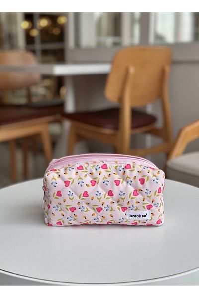 Batekso Heart Flower Patterned Pencil Bag