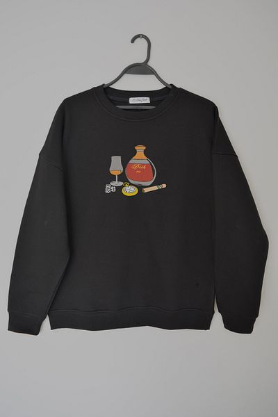 EldenStitch Hanorac oversize unisex brodat cu broderie de coniac