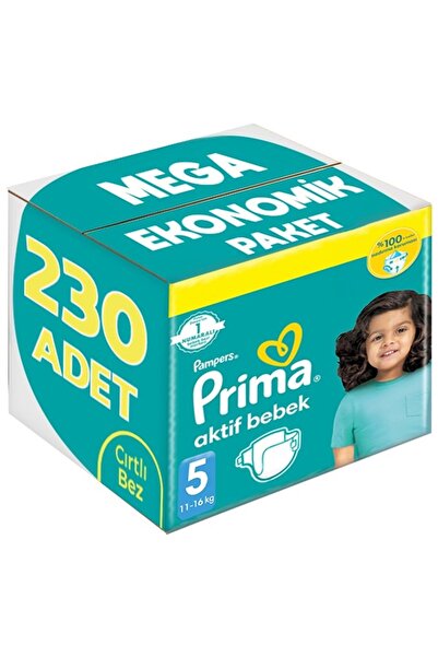Prima Bebek Bezi Beden:5 (11-16KG) Junior 230 Adet Mega Ekonomik Pk