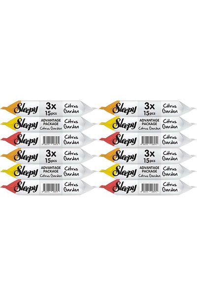 Sleepy 15 Sheets Wet Towel Pocket Wipes - Citrus Garden/Citrus 4Pk*3