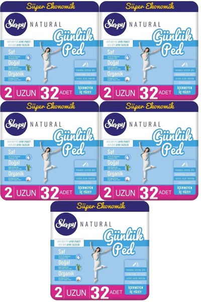 Sleepy Natural Günlük Ped Uzun 160 Adet Süper Ekonomik Pk (5PK*32)