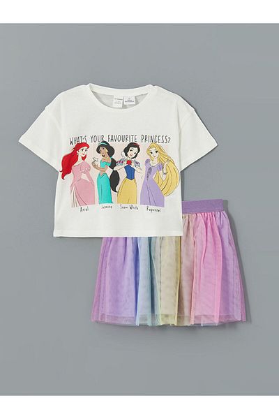 LC Waikiki Tulle Snow White Printed Girl's T-Shirt and Skirt Set of 2