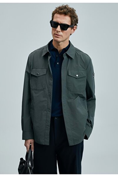 Lufian 111120067 Alex Seasonal Thin Raincoat Shirt Men's Coat Green