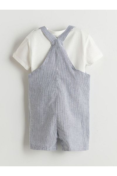 LC Waikiki Lcw Striped Baby Boy Salopet and T-Shirt 2 Pcs