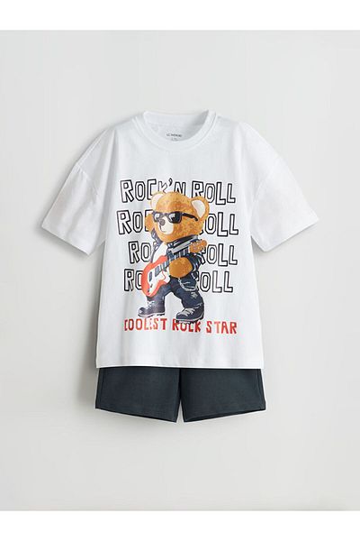 LC Waikiki Lcw Printed Boys' T-Shirt and Shorts 2-Piece