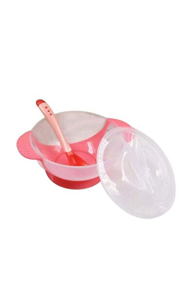 Generic Child Feeding Bowl Lid With Spoon Sets - Pink