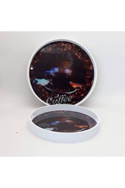 Generica Wooden tray set with a glass base, the diameter of the large one is 35 cm and the small one is 30 cm.
