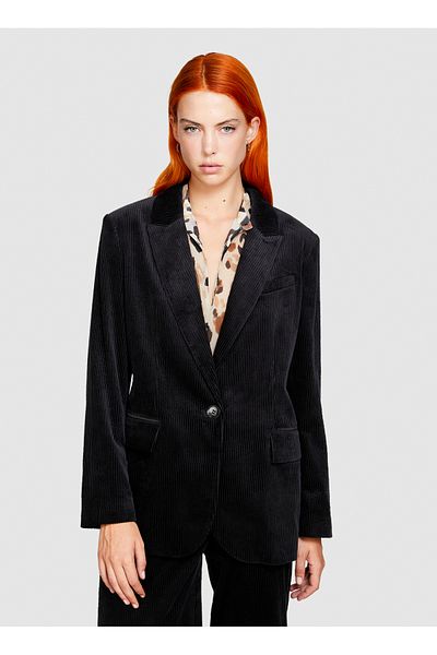 Sisley Κανονικό Μαύρο Γυναικείο Μπουφάν 253ULW01J