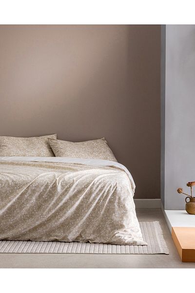 Madame Coco Fiance Bedrucktes Einzelbettbezug-Set aus Baumwolle - Beige