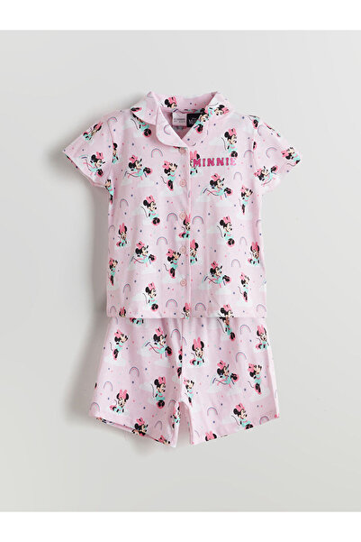 LC Waikiki Pink Printed Girl's Shorts Pajama Set