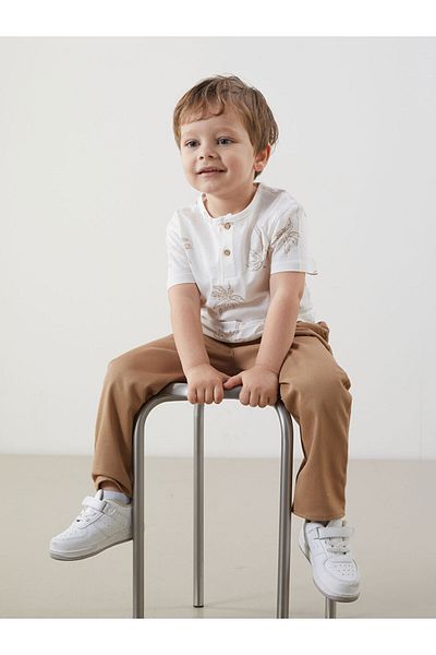 LC Waikiki Crew Neck Printed Baby Boy T-Shirt and Pants 2-Piece Set